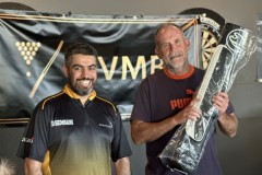 Deepak Hemnani of WolfpackSportz.com donated a Predator 2 x 4 Pool Cue Case to the Door Prize winner Kevin McGuinness 